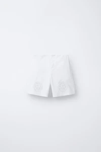 EMBROIDERED FLORAL POPLIN SHORTS