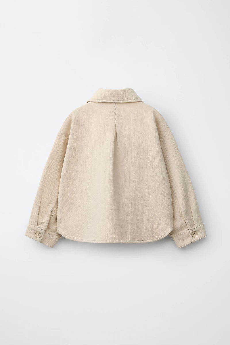 TEXTURED COTTON LINEN OVERSHIRT