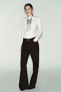 T-SHIRT CÔTELÉ À MANCHES LONGUES