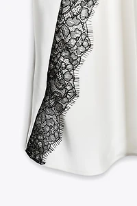 JUPE MIDI SATINÉE DENTELLE