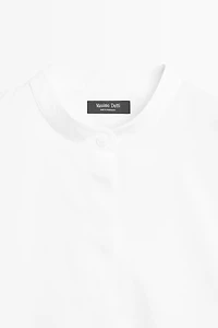Poplin shirt with stand collar