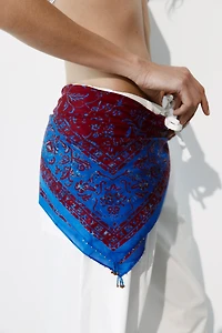 BEADED VISCOSE SILK PRINTED SCARF