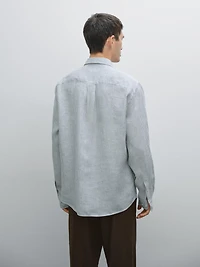 Chemise lin regular à rayures