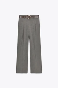 STRAIGHT LEG BELTED PANTS