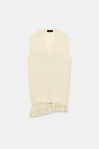 LONG COMBINATION KNIT VEST