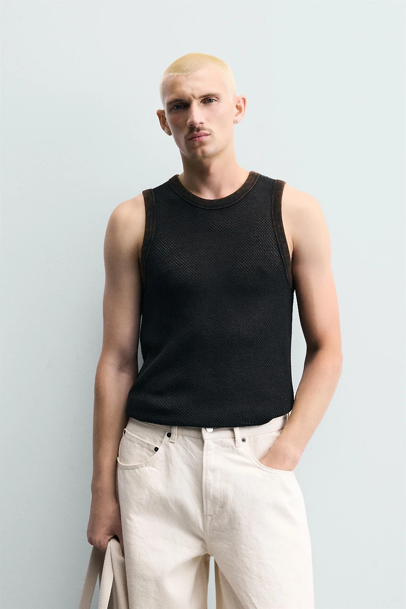 OPEN-KNIT TANK TOP