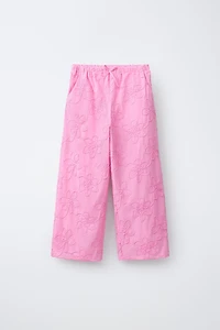 EMBROIDERED FLORAL WIDE LEG PANTS
