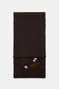 KNIT SCARF WITH FLORAL EMBROIDERY