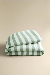 FADED COTTON STRIPED DUVET COVER
