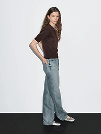 Short sleeve wool blend sweater