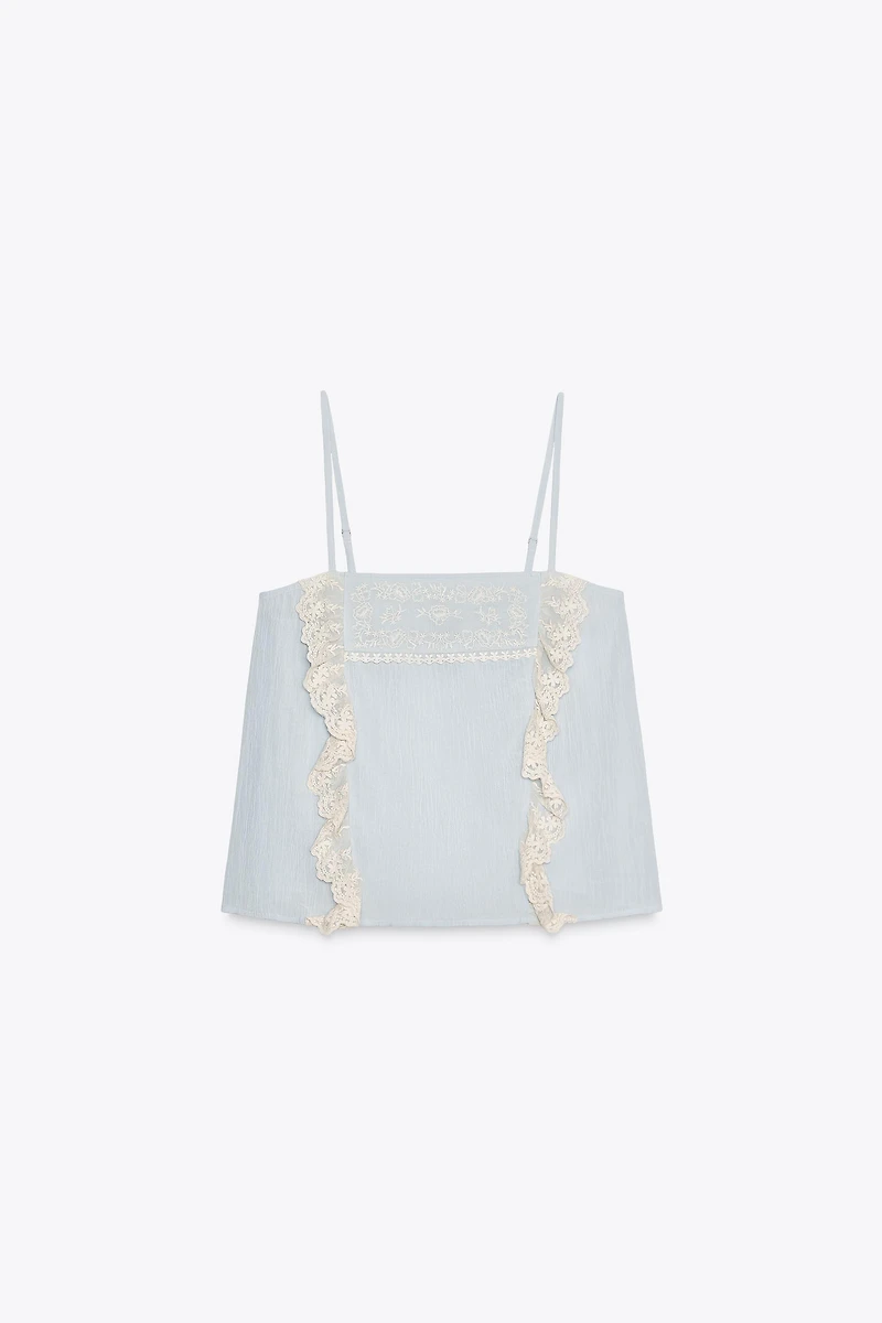 EMBROIDERED STRAPPY TOP