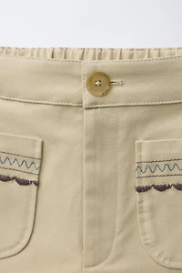 EMBROIDERED POCKET PANTS