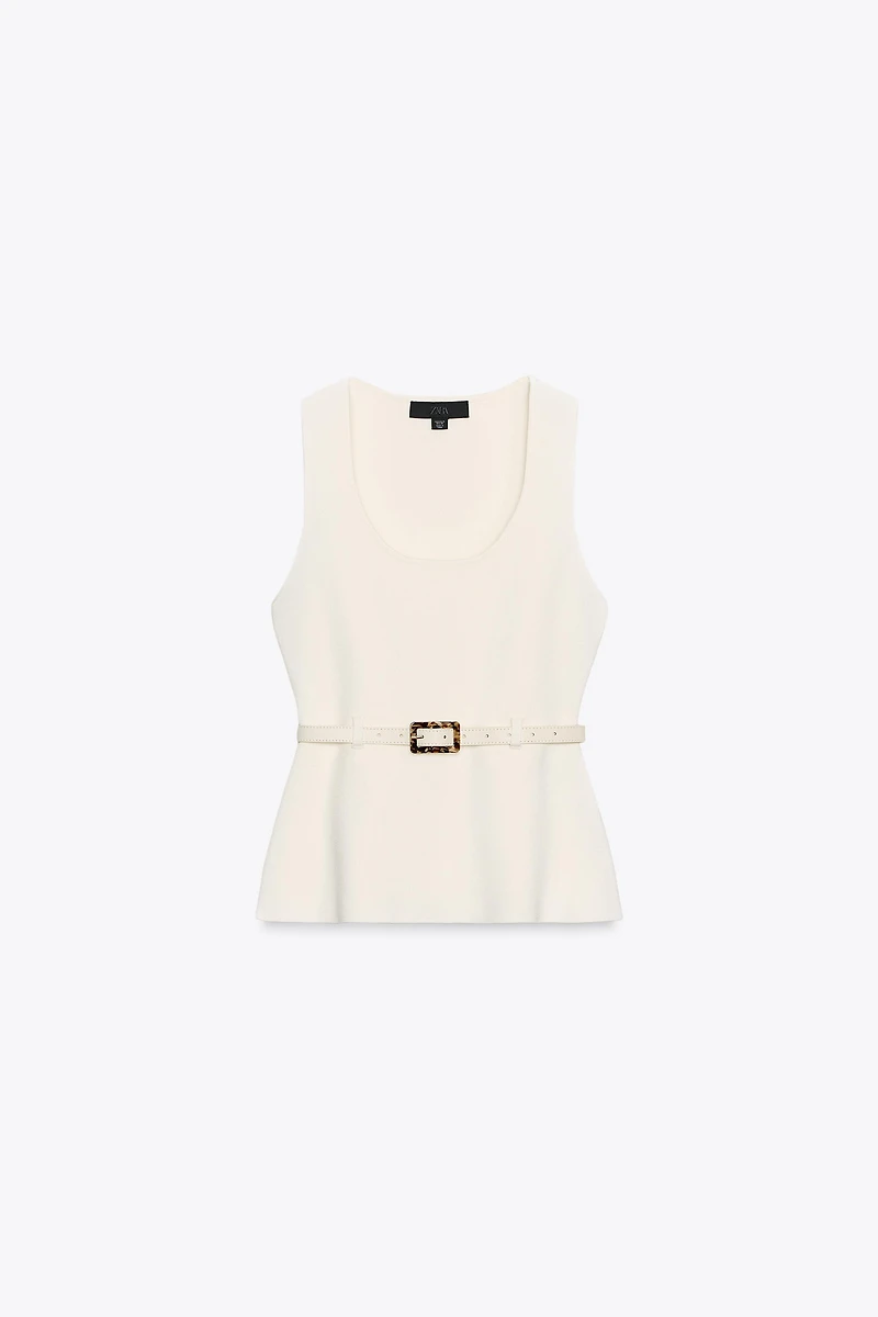 KNIT BELTED TOP