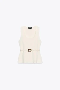 KNIT BELTED TOP