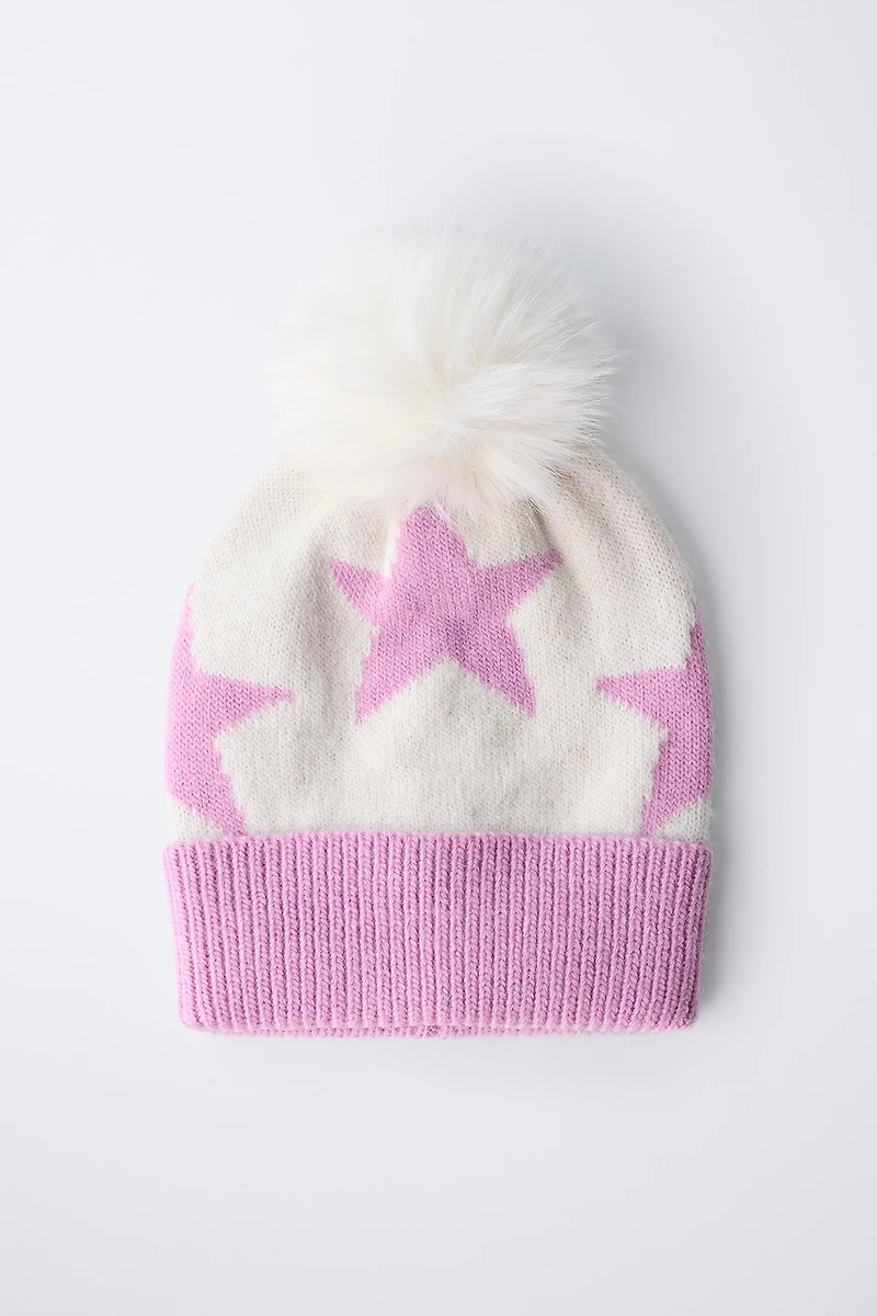 KNIT STAR POMPOM HAT SKI COLLECTION