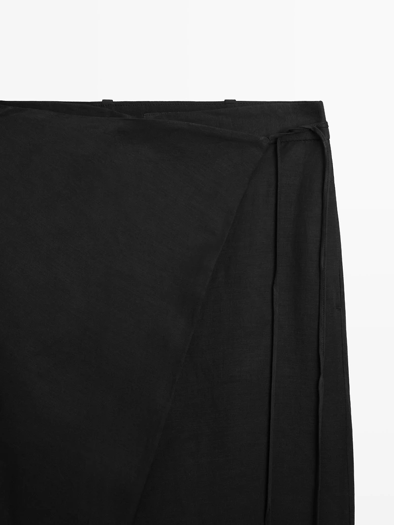 Flowing pareo trousers with tie detail