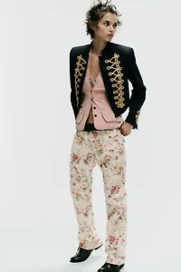 TRF FLORAL PRINT STRAIGHT JEANS