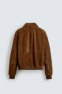 VESTE COURTE COUPE EN CUIR DAIM AARON LEVINE X ZARA