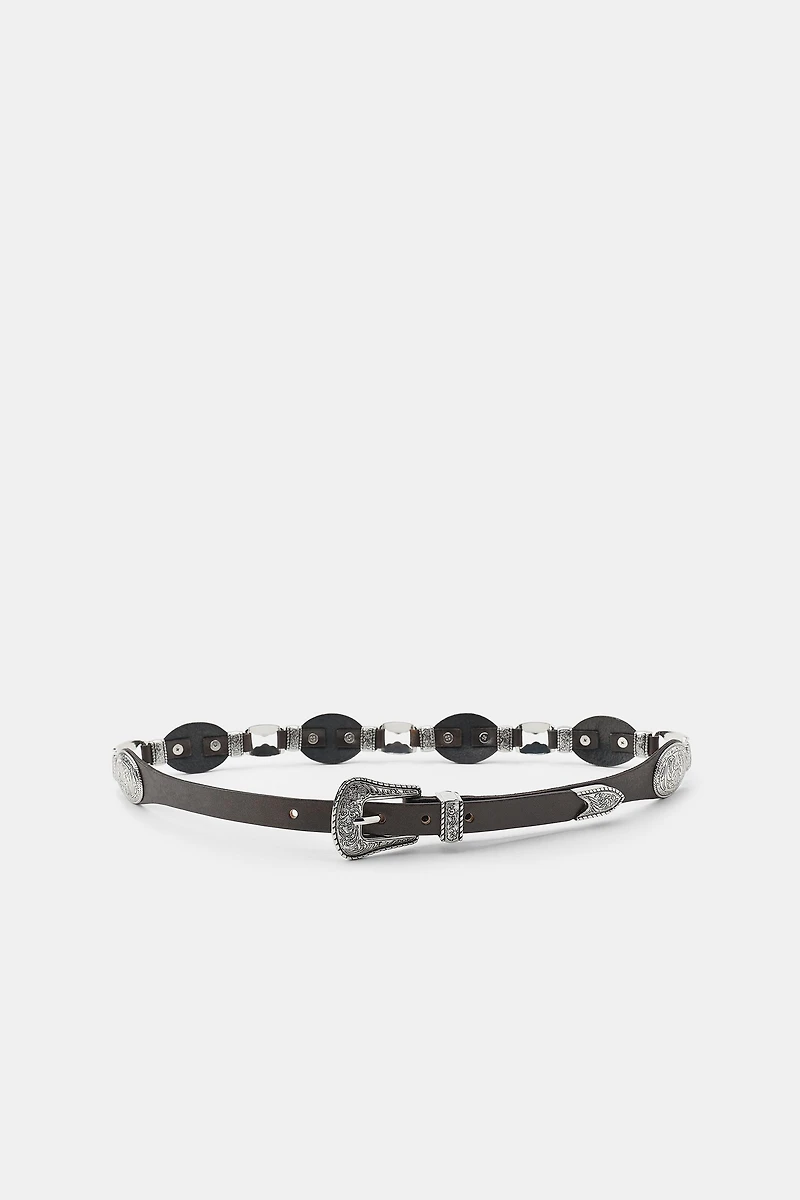 100% LEATHER COMBINATION PLATE BELT