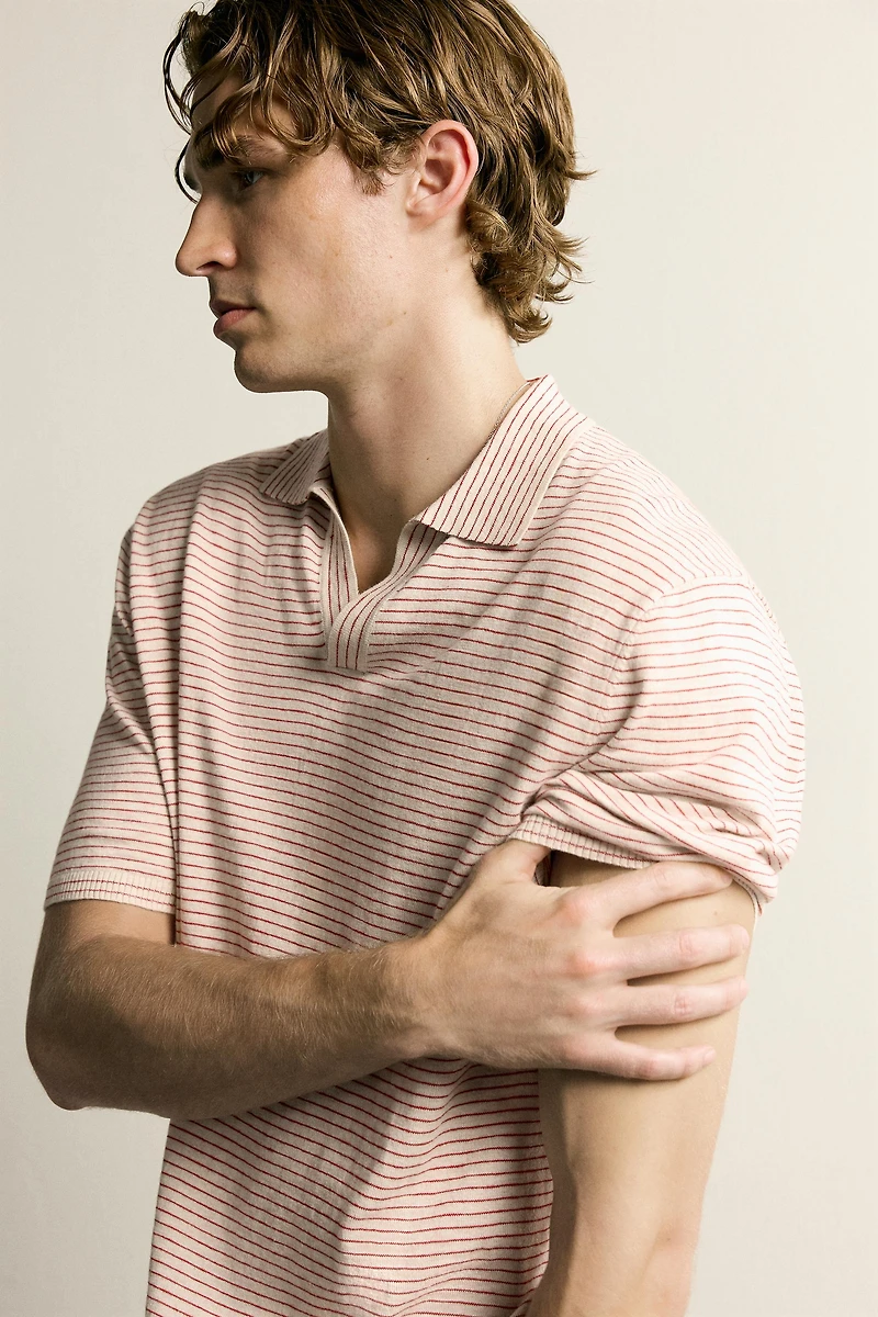 STRIPED JACQUARD KNIT POLO