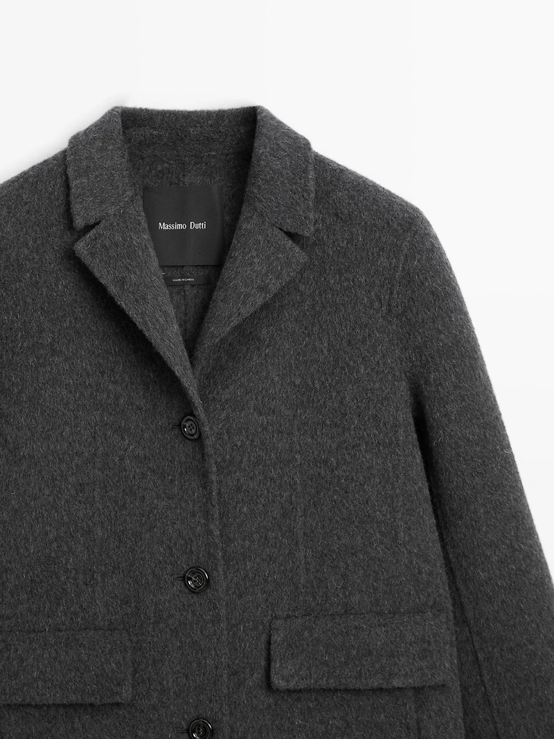 Manteau mi-long à revers en laine mélangée