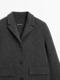Manteau mi-long à revers en laine mélangée
