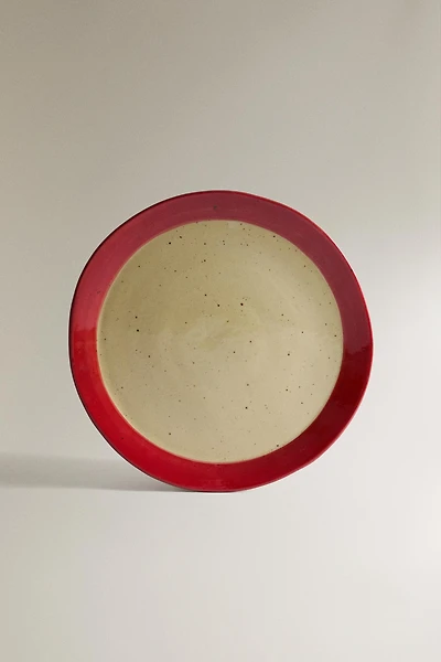 STONEWARE DINNER PLATE WITH CONTRAST RIM