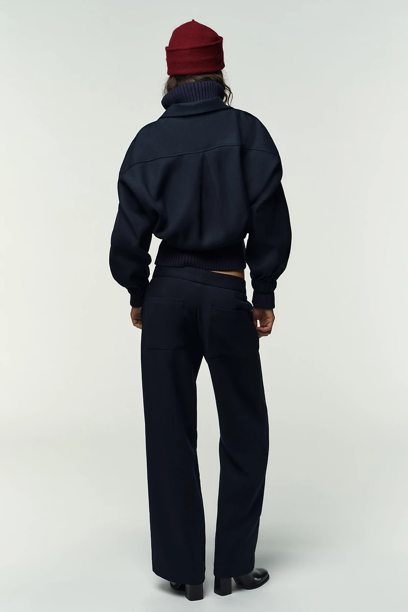 TOPSTITCHED STRAIGHT LEG PANTS