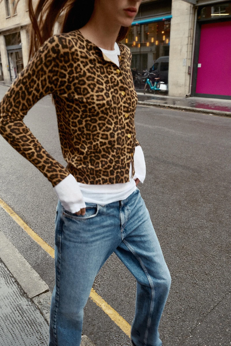 GILET EN MAILLE IMPRIMÉ ANIMAL