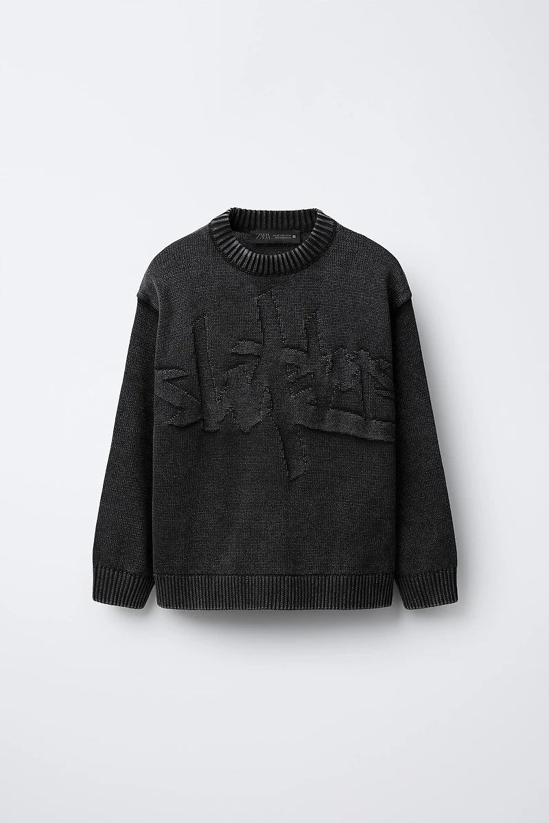 ACID WASH KNIT SWEATER