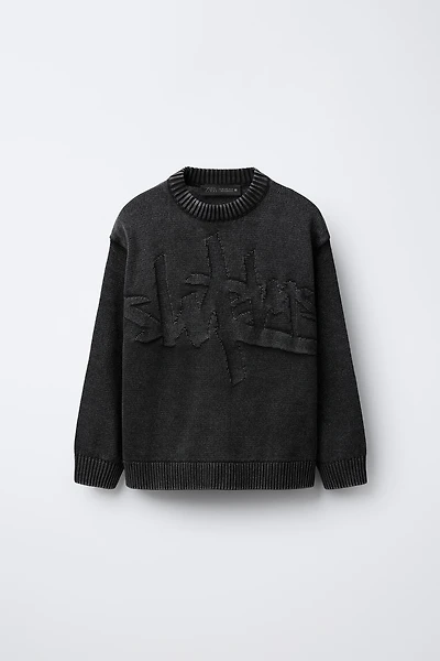 ACID WASH KNIT SWEATER