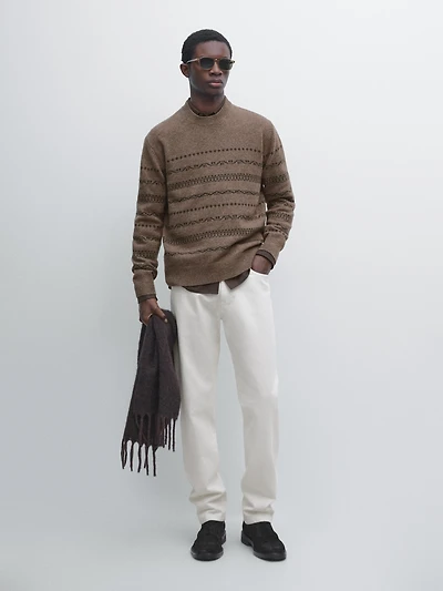 Pull en maille jacquard de laine mélangée