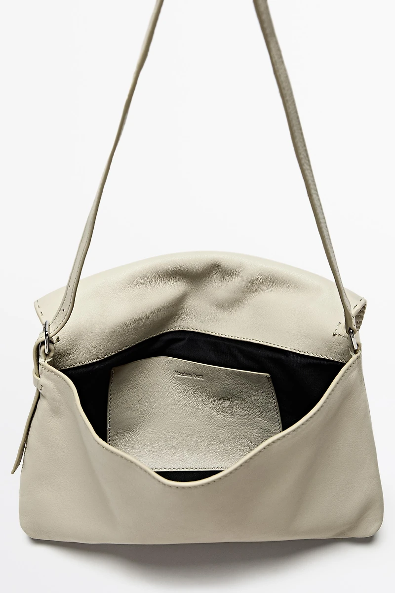 Sac bandoulière en cuir nappa à surpiqûres