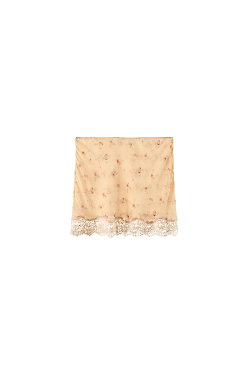 FLORAL PRINT LACE SKIRT