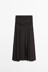 Gathered flared midi skirt