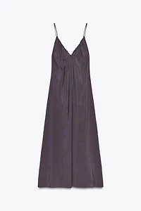 FLOWY RUFFLED V-NECK MIDI DRESS