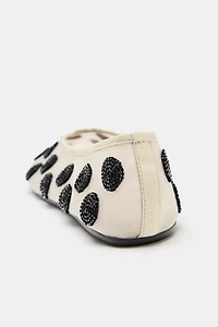 PRINTED BEADED BALLET FLATS