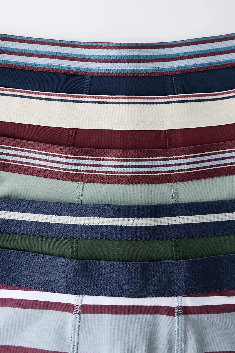 6-14 ANS/ LOT DE CINQ BOXERS À RAYURES ET NUMÉRO