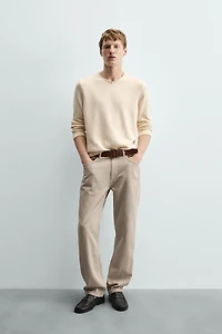 RELAXED FIT COTTON V-NECK SWEATER
