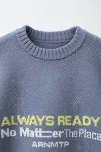 KNIT JUMPER WITH PRINTED TEXT