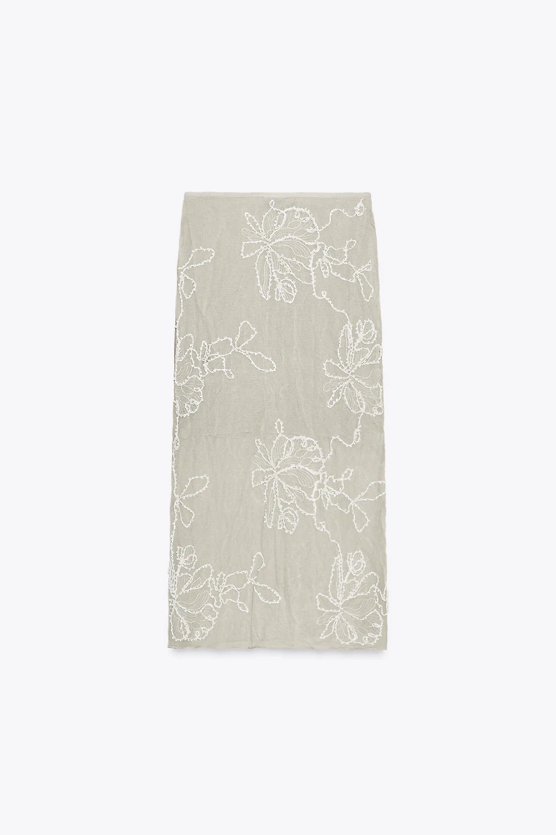 SEMI-SHEER STRUCTURED KNIT SKIRT