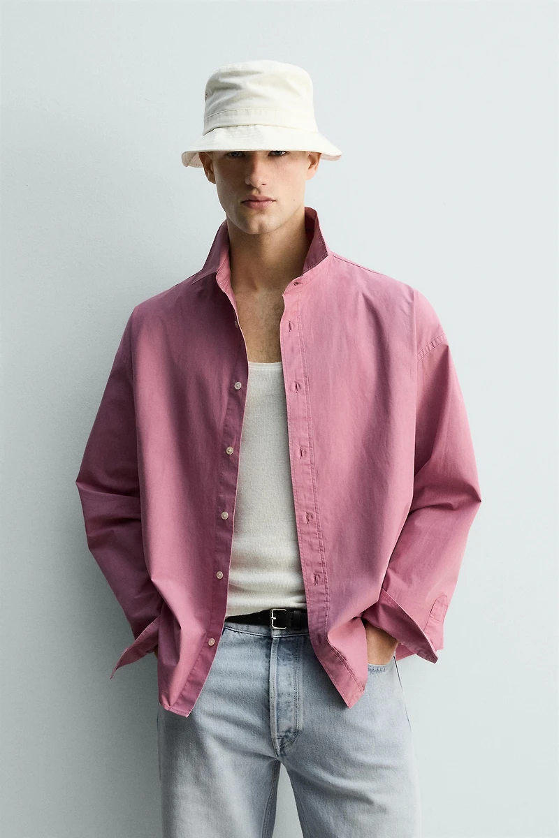 CHEMISE REGULAR FIT EN COTON LAVÉ