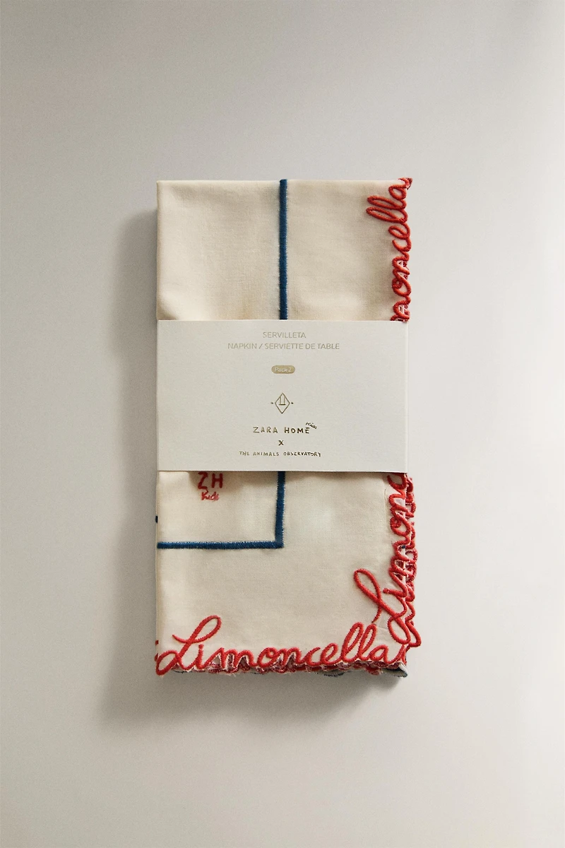 LIMONCELLA COTTON NAPKIN PACK X THE ANIMALS OBSERVATORY (PACK OF 2)