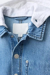 SURCHEMISE EN DENIM À CAPUCHE AMOVIBLE MOLLETON