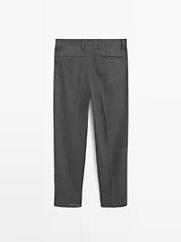 Pantalon à pinces en flanelle de laine mélangée