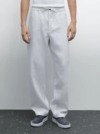 100% linen jogger fit trousers