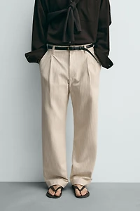 RELAXED FIT PINSTRIPE CHINO PANTS