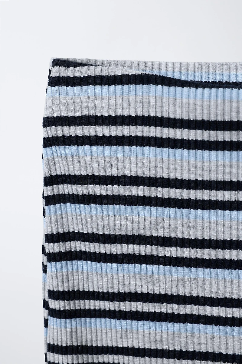 STRIPED MIDI SKIRT