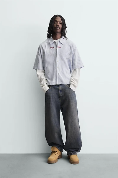 CHEMISE À RAYURES AVEC MANCHES EFFET DOUBLE