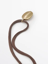Leaf and silk cord necklace